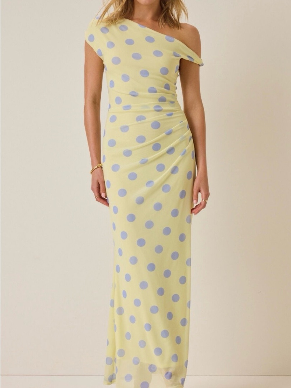 Altar'd State Yellow Dress with Light Blue Polka Dots